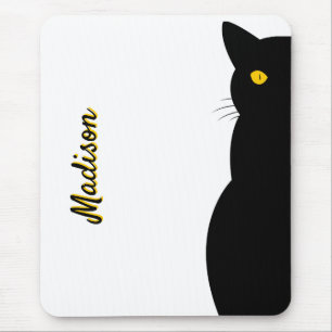 Alfombrilla De Ratón Personalizable de Ojos Dorados del CAT NEGRO