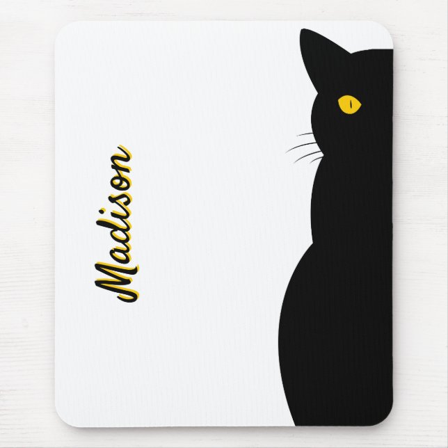 Alfombrilla De Ratón Personalizable de Ojos Dorados del CAT NEGRO (Frente)