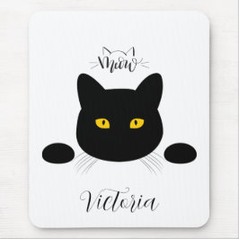 Alfombrilla De Ratón Personalizable de ojos dorados del gato negro de M