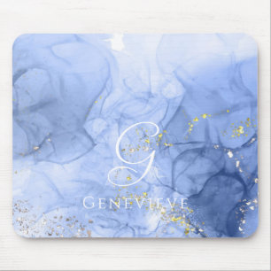 Alfombrilla De Ratón Personalizable de tinta de alcohol azul Azure Wate