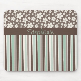 Alfombrilla De Ratón Personalizable floral marrón Monograma Almohadilla