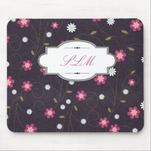 Alfombrilla De Ratón Personalizable floral Monograma Almohadilla del ra