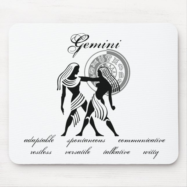 Alfombrilla De Ratón Personalizable Gemini traza el zodiaco al estilo g (Frente)