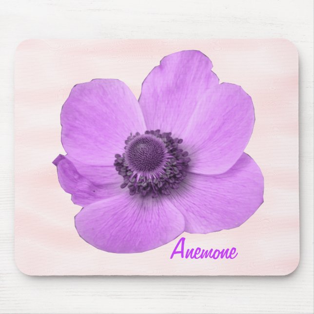 Alfombrilla De Ratón Personalizable Girly Pink Anemone Mousepad (Frente)