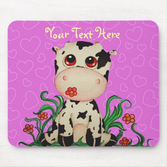 Alfombrilla De Ratón Personalizable lindo Mousepad de la vaca del bebé (Frente)