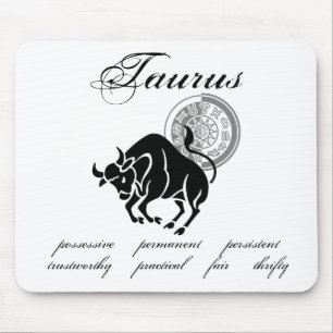 Alfombrilla De Ratón Personalizable Taurus rasgos zodiaco al estilo gri