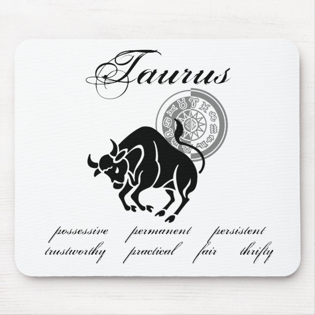Alfombrilla De Ratón Personalizable Taurus rasgos zodiaco al estilo gri (Frente)