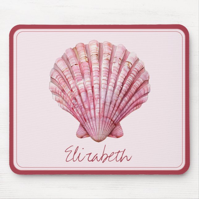 Alfombrilla De Ratón Personalización de la concha costera rosa (Frente)