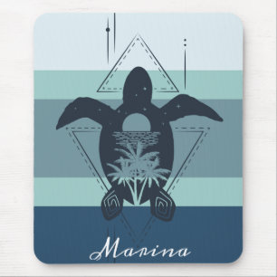 Alfombrilla De Ratón Personalización de la tortuga geométrica moderna