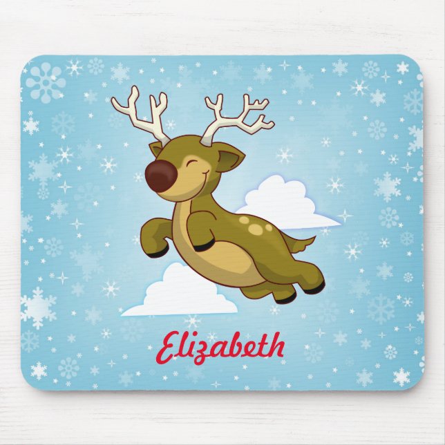 Alfombrilla De Ratón Personalización de Navidades que vuelan renos (Frente)