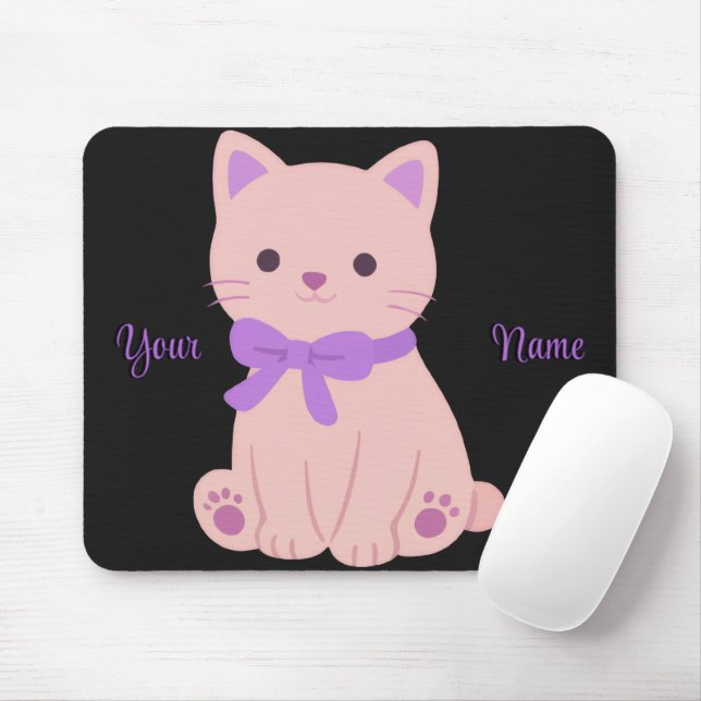 Alfombrilla de ratón personalizada con gato sentad (Con ratón)