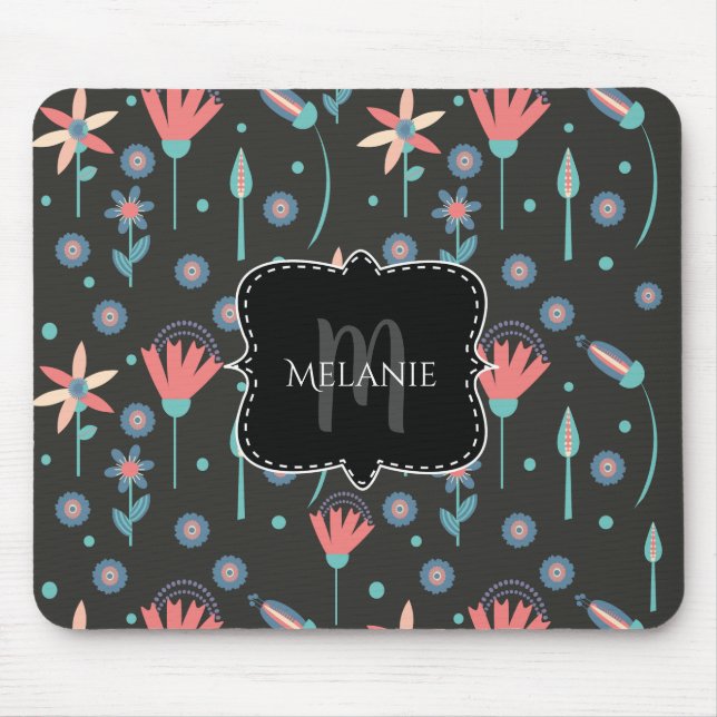 Alfombrilla de ratón personalizada flores funky (Frente)