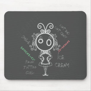 Alfombrilla De Ratón Personalizado aterrador Kawaii Tattoo Chica