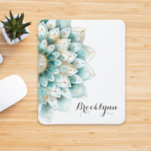 Personalizado Azul Oro Verde azulado Floral Mandal