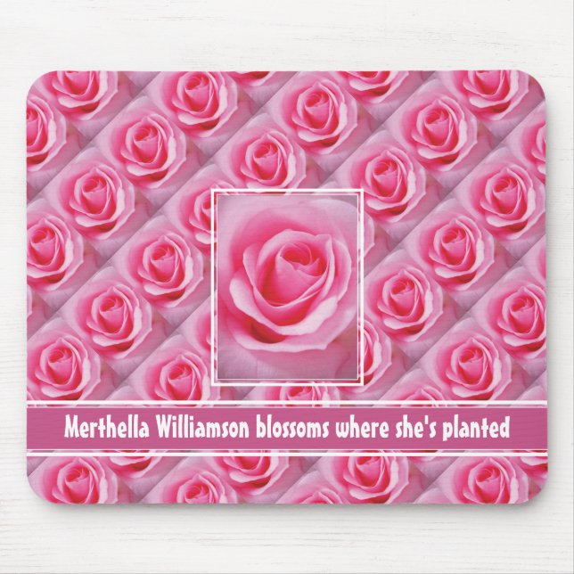 Alfombrilla De Ratón Personalizado BLOSSOMS DONDE PLANTA Rosa Rosa (Frente)