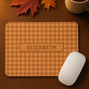 Alfombrilla De Ratón Personalizado Clásico Calabaza Otoño Gingham Cuadr