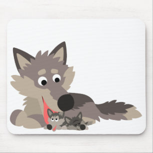 Alfombrilla De Ratón Personalizado Cute Dad Wolf y Pups Mousepad