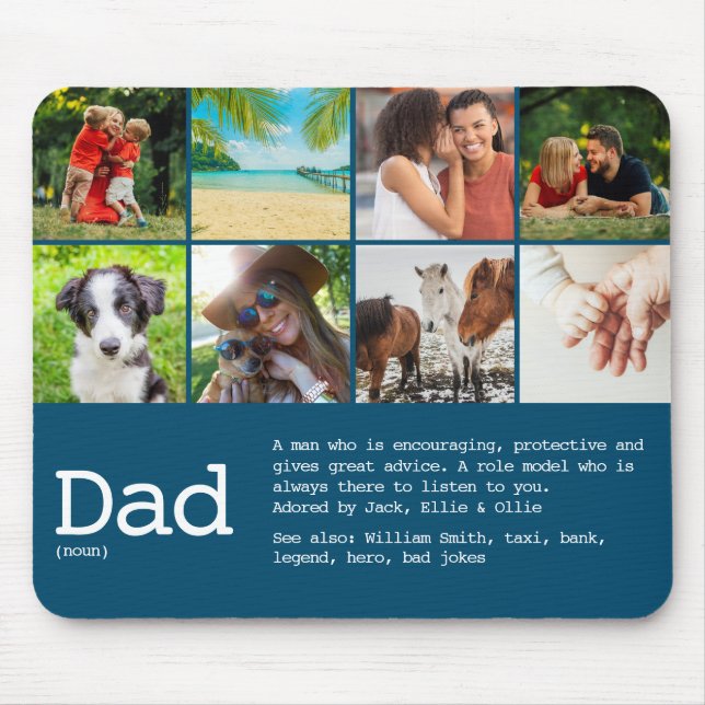 Alfombrilla De Ratón Personalizado Dad Definition Fathers Day Photo Blu (Frente)