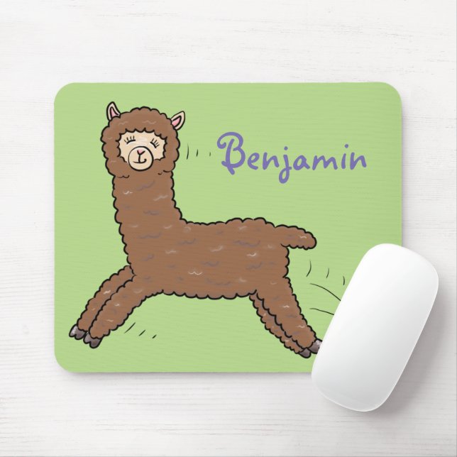 Alfombrilla De Ratón Personalizado de alpaca marrón feliz (Con ratón)