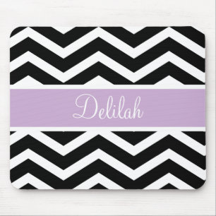 Alfombrilla De Ratón Personalizado de Chevron Black White Purple