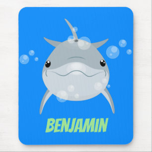 Alfombrilla De Ratón Personalizado de delfín kawaii feliz