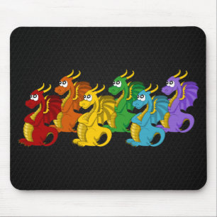 Alfombrilla De Ratón Personalizado de dragones coloridos del arcoiris