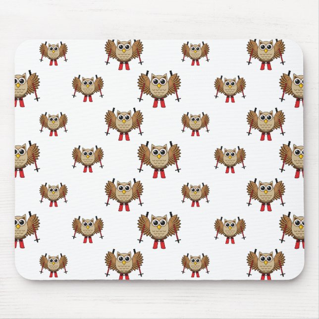 Alfombrilla De Ratón Personalizado de esquiar de búho (Frente)