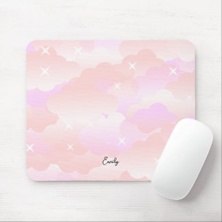 Alfombrilla De Ratón Personalizado de Estrellas de Nube Estética Rosa C