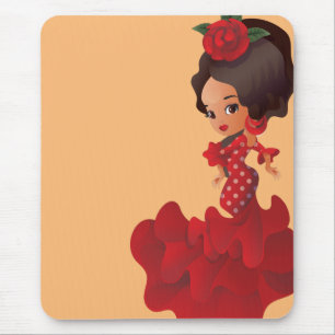Alfombrilla De Ratón Personalizado de Flamenco chibi kawaii chica