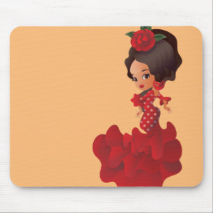 Alfombrilla De Ratón Personalizado de Flamenco chibi kawaii chica