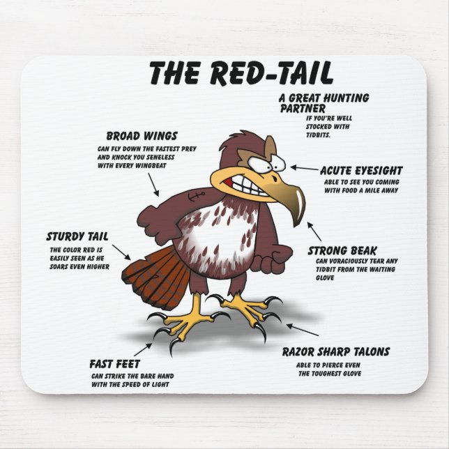 Alfombrilla De Ratón Personalizado de halcón de cola roja (Frente)