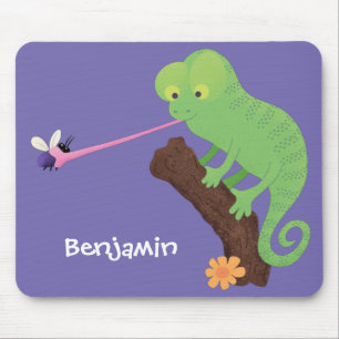 Alfombrilla De Ratón Personalizado de lagarto de camaleón verde lindo