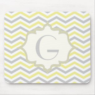 Alfombrilla De Ratón Personalizado de patrón de cheurón amarillo, gris,