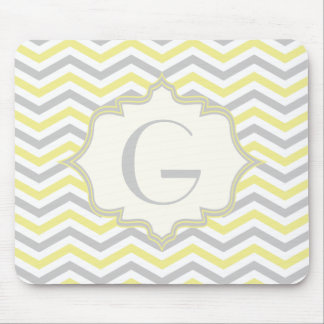 Alfombrilla De Ratón Personalizado de patrón de cheurón amarillo, gris,