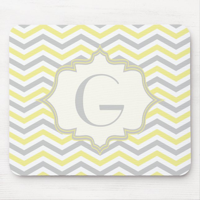 Alfombrilla De Ratón Personalizado de patrón de cheurón amarillo, gris, (Frente)