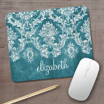 Alfombrilla De Ratón Personalizado de patrón de Damasco de color turque<br><div class="desc">Un patrón vintage con un diseño de pizarra y encaje. Eche un vistazo a las flores y hojas.Un diseño moderno con colores y elegancia en tonos de joyas. Los elementos son más fáciles de personalizar cuando se reemplazan primero todo el texto y las fotos. Si su arte todavía necesita ser...</div>