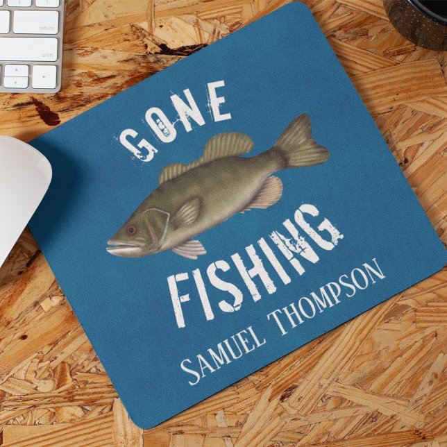 Alfombrilla De Ratón Personalizado de Pesca Rustica Azul (Gone Fishing Custom Mousepad)