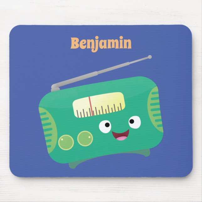 Alfombrilla De Ratón Personalizado de radio retro alegre y gracioso (Frente)
