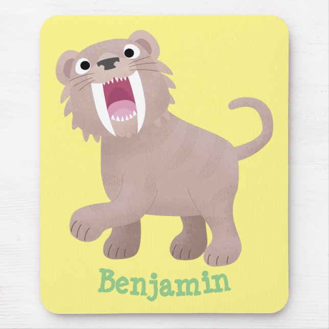 Alfombrilla De Ratón Personalizado de Smilodon del tigre dientes de Cut (Frente)