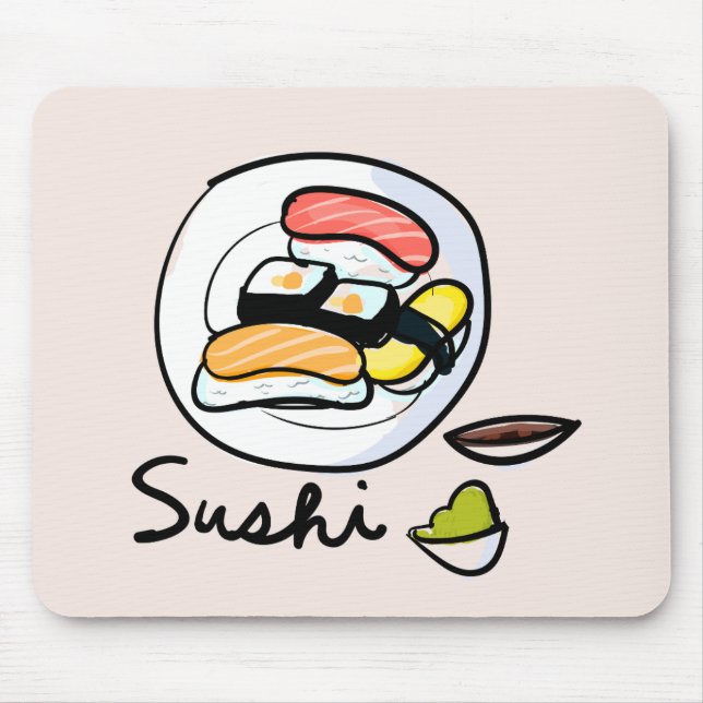 Alfombrilla De Ratón Personalizado de sushi adorable arte japonés (Frente)