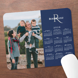 Alfombrilla De Ratón personalizado del calendario 2026 Monograma Nombre
