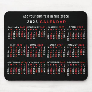Alfombrilla De Ratón personalizado del calendario mensual de 2023 años 