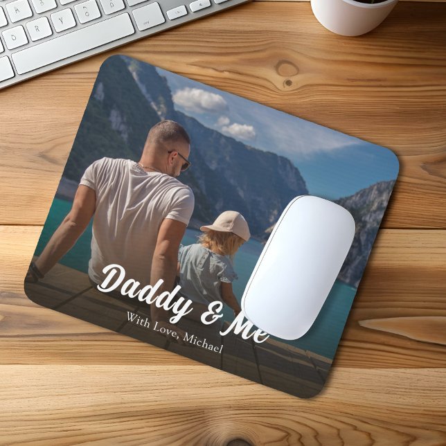 Alfombrilla De Ratón Personalizado Family Modern Photo Daddy y Me (Daddy and me custom personalized mouse pad)