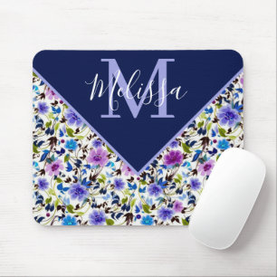 Alfombrilla De Ratón Personalizado floral morado y azul