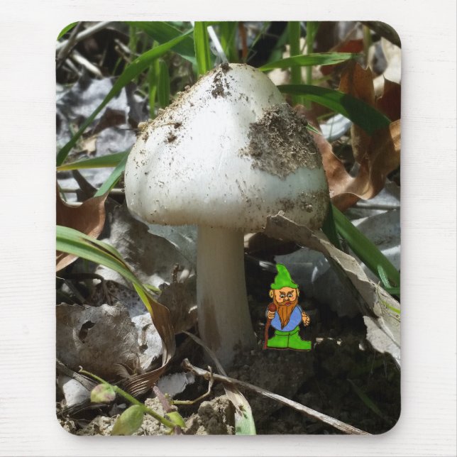 Alfombrilla De Ratón Personalizado Gnome bajo un hongo (Frente)