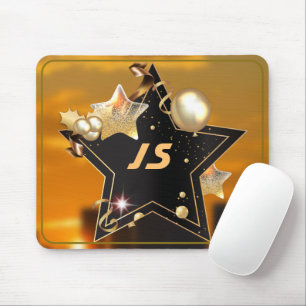 Alfombrilla De Ratón Personalizado Guay Black Gold Metallic Stars Gamer