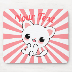 Alfombrilla De Ratón Personalizado Kawaii White Kitten