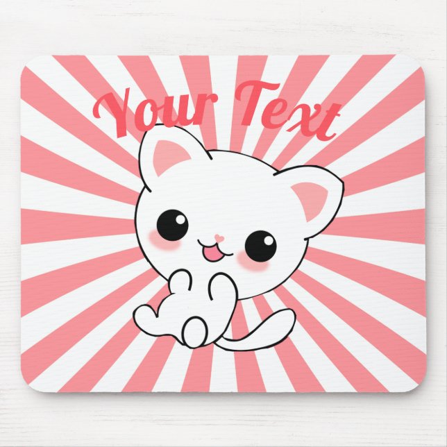 Alfombrilla De Ratón Personalizado Kawaii White Kitten (Frente)