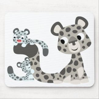 Alfombrilla De Ratón Personalizado Leopardo de la Nieve y Cubs Mousepad