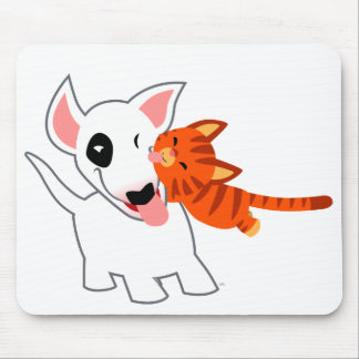 Alfombrilla De Ratón Personalizado lindo Bull Terrier y Kitten Mousepad